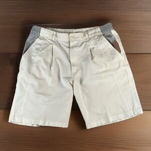 VTG Express Shorts Mens 32x 8.25" White Gray Two Tone Sport Preppy Casual 1990s